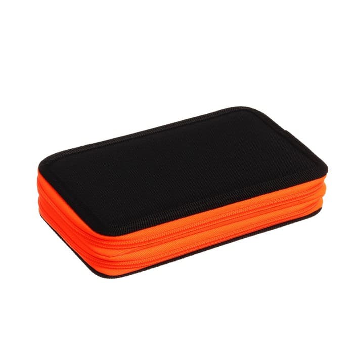 Пенал школьный, 2 секции, 11×19 см «Чёрный-ярко-оранжевый»