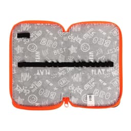 Пенал школьный, 2 секции, 11×19 см «Чёрный-ярко-оранжевый»