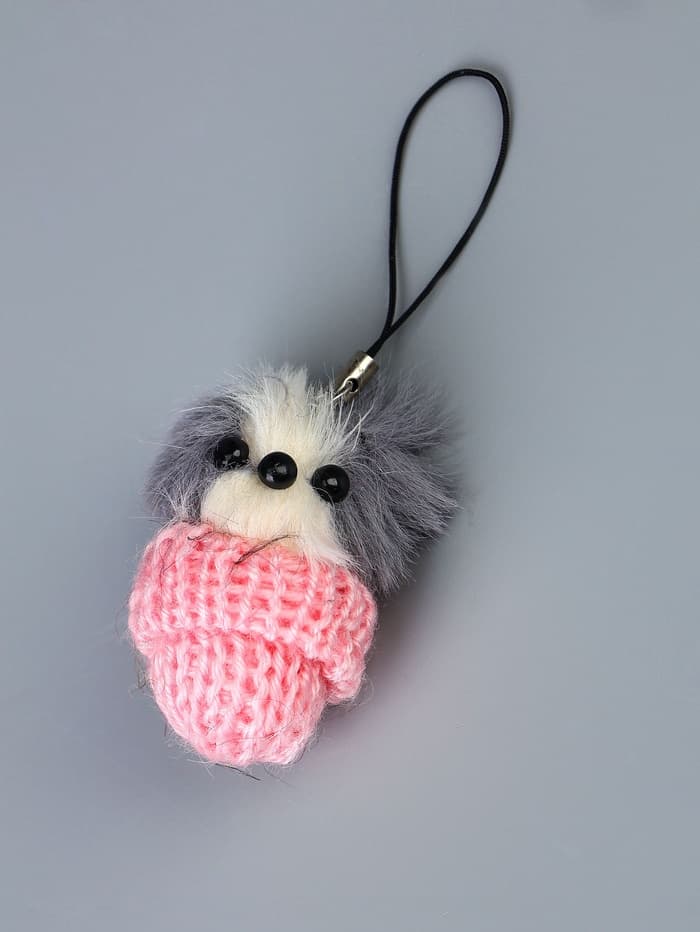 Брелок для ключей на подвеске «Пушистик. Котик сидит в шапочке», на сумку, рюкзак, 5×3×3 см, МИКС