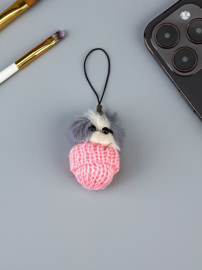 Брелок для ключей на подвеске «Пушистик. Котик сидит в шапочке», на сумку, рюкзак, 5×3×3 см, МИКС