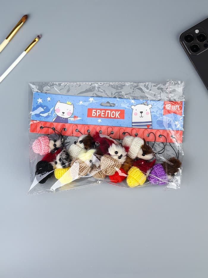 Брелок для ключей на подвеске «Пушистик. Котик сидит в шапочке», на сумку, рюкзак, 5×3×3 см, МИКС