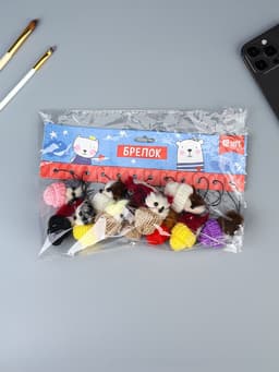 Брелок для ключей на подвеске «Пушистик. Котик сидит в шапочке», на сумку, рюкзак, 5×3×3 см, МИКС