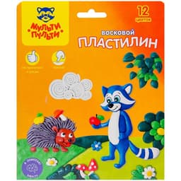 Пластилин мягкий (восковой) «Мульти-Пульти. Енот в лесу», 12 цветов, 180 г, со стеком