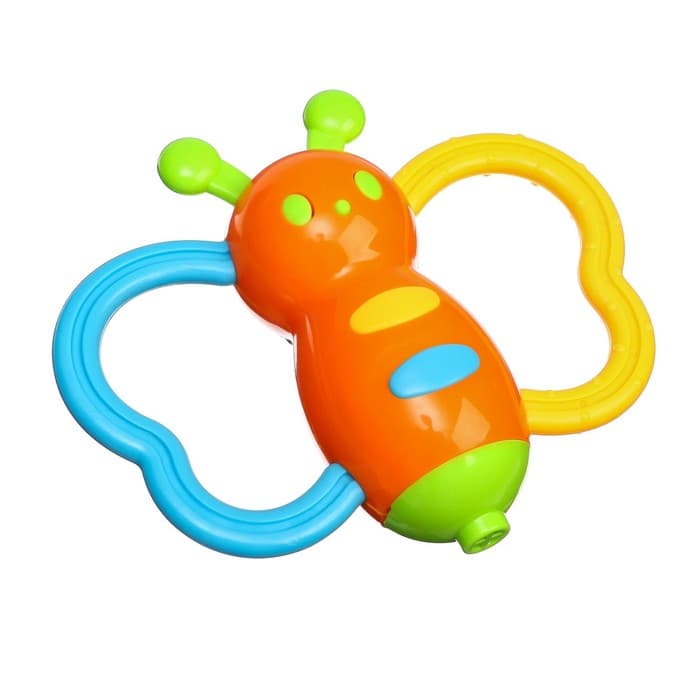 Погремушка Крошка Я «Бабочка - дудочка», от 3 мес., МИКС