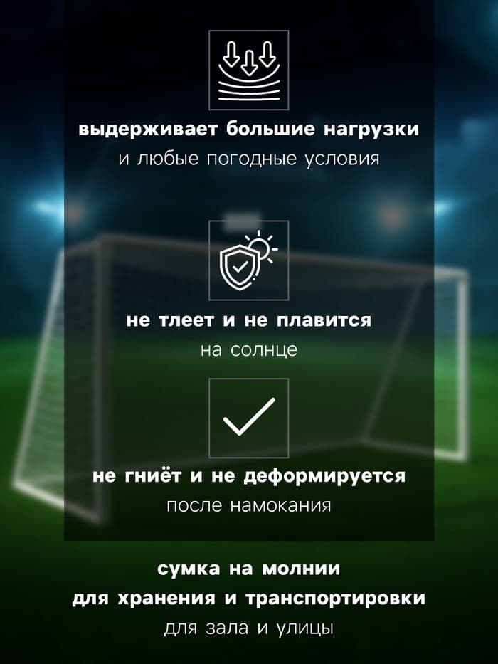 Сетка футбольная ONLYTOP, 7.5×2.5 м, нить 3 мм, 2 шт.