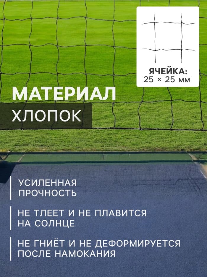 Сетка волейбольная ONLYTOP, с тросом, нить 1.5 мм, 9.6×0.85 м
