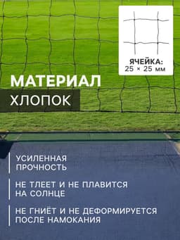 Сетка волейбольная ONLYTOP, с тросом, нить 1.5 мм, 9.6×0.85 м