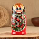 Матрёшка дерево «Снегири в рябине», чёрный платок, 5 кукольная, 15 -18 см