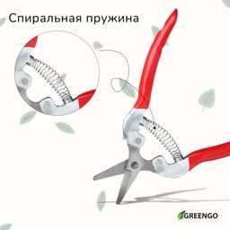 Ножницы садовые, 7" (18 см), с металлическими ручками, обрезиненная ручка, красные, Greengo