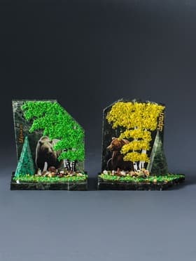 Фигурка - скол «Мишка», змеевик, каменная крошка, большой, МИКС