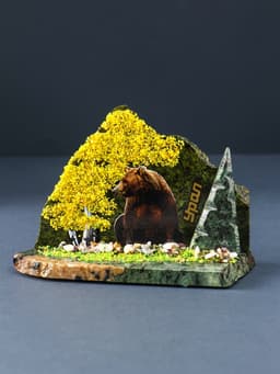Фигурка - скол «Мишка», змеевик, каменная крошка, большой, МИКС