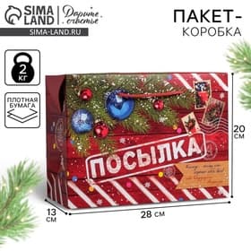 Пакет‒коробка подарочный «Новогодняя посылка», 28×20×13 см