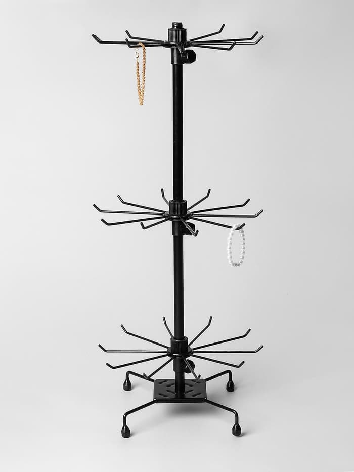 Вертушка, 3 яруса по 10 крючков, 30×30×65 см, чёрная