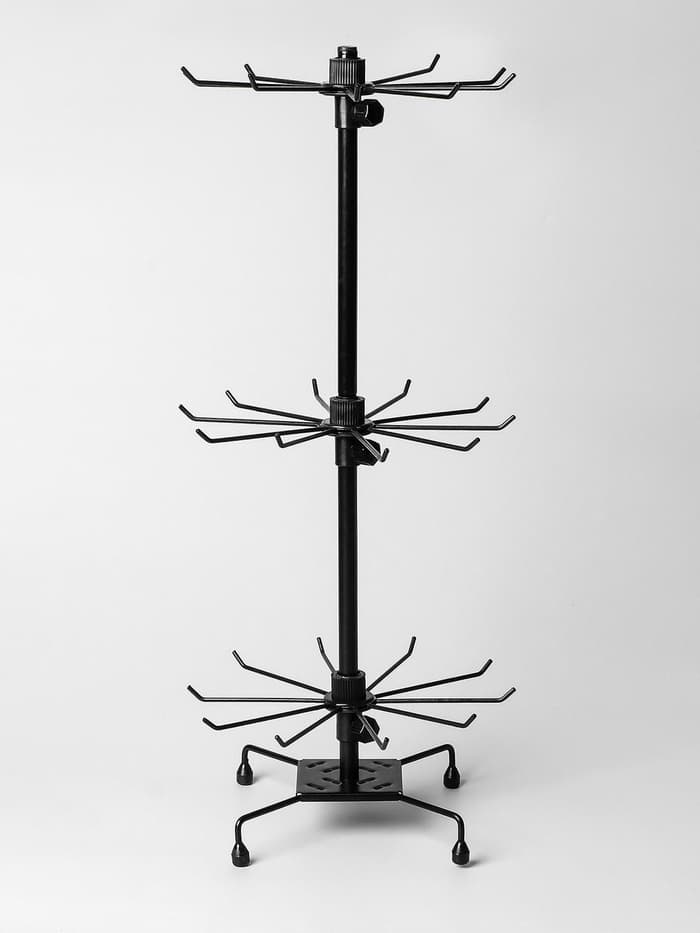 Вертушка, 3 яруса по 10 крючков, 30×30×65 см, чёрная