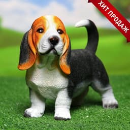 Садовая фигура из полистоуна «Щенок бассет-хаунда», 16×13×25 см