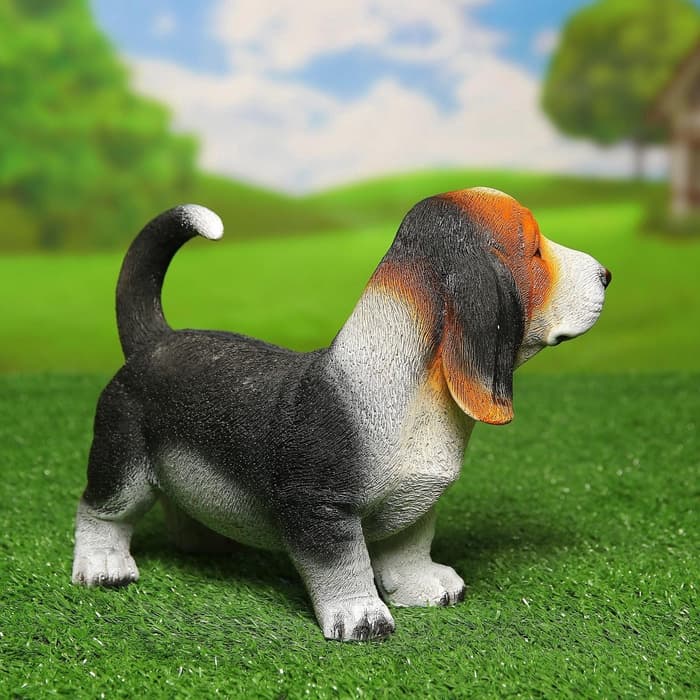 Садовая фигура из полистоуна «Щенок бассет-хаунда», 16×13×25 см