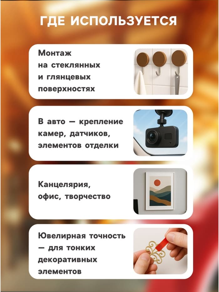 Клейкая лента TORSO, прозрачная, двусторонняя, акриловая, 12 мм × 2 м