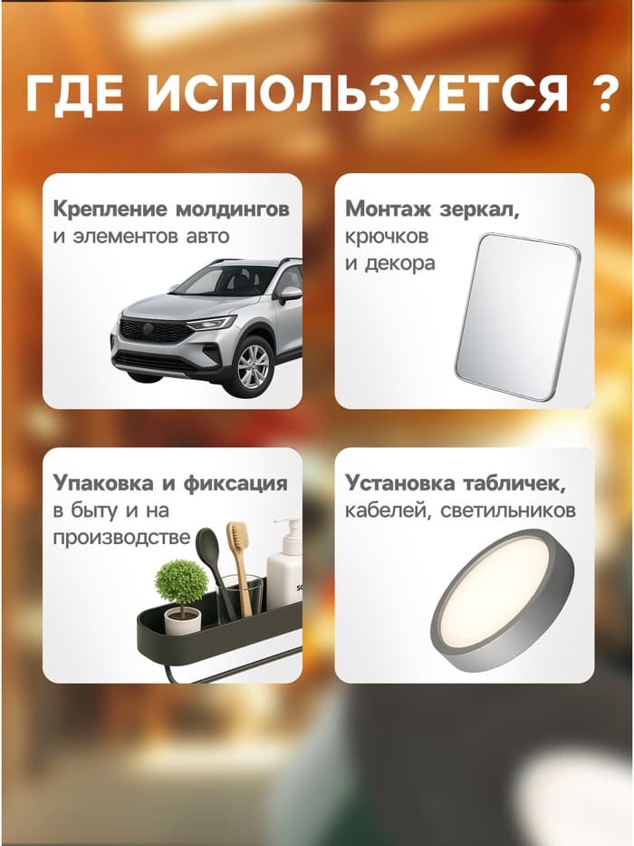 Клейкая лента TORSO, двусторонняя, 10 мм × 5 м