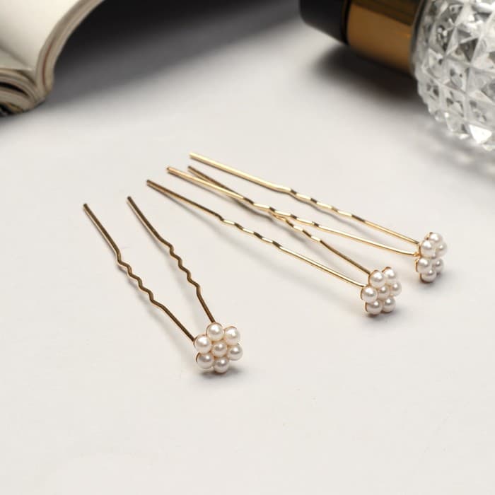Шпилька для волос «Цветочек», жемчужинки, 6.5 см
