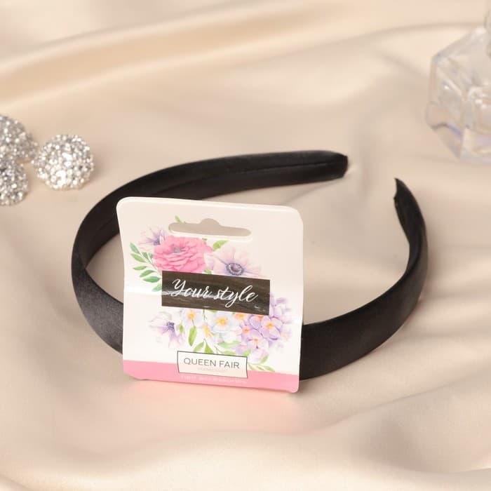 Ободок для волос QF «Атлас», классика, 2 см, чёрный