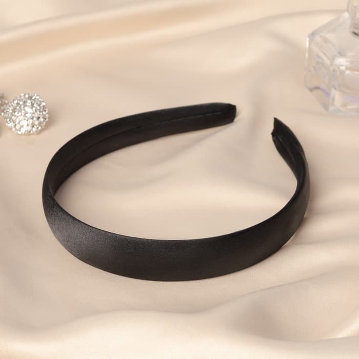 Ободок для волос QF «Атлас», классика, 2 см, чёрный