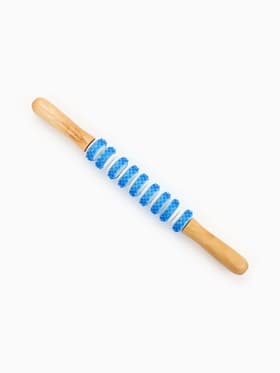 Массажёр «Скалка», универсальный, деревянный, 37.5×4 см, 9 колёс с шипами, МИКС