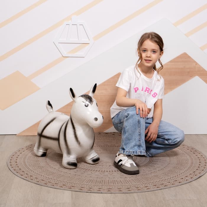 Попрыгун ZABIAKA «Зебра», 55×29×50 см, белый