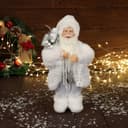 Дед Мороз под ёлку «Зимнее волшебство. Новогодняя игрушка в белой шубке», 30 см, МИКС