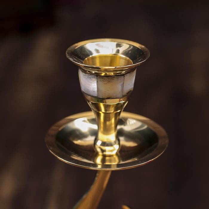 Подсвечник на 1 свечу, изгиб, 21 см, с перламутром