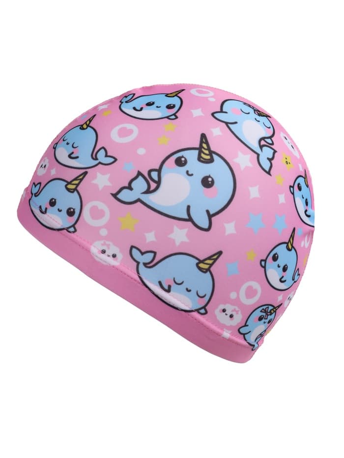 Шапочка для плавания детская ONLYTOP «Нарвалы», тканевая, обхват 46-52 см