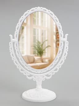 Зеркало декоративное, с увеличением х2, двустороннее, 16.5×24.5 см, (11×15.5 см), белое
