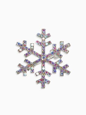 Брошь новогодняя «Снежинка», маленькая, радужная в серебре