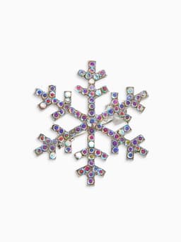 Брошь новогодняя «Снежинка», маленькая, радужная в серебре