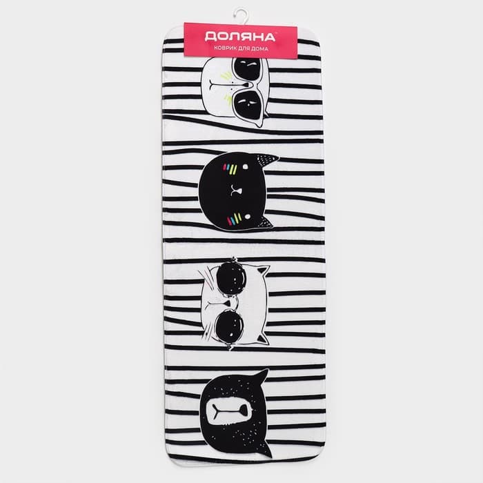 Коврик для ванной и туалета Доляна «Коты», 45×120 см