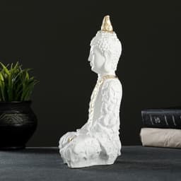 Фигурка гипс «Будда малый», 16×9×23 см, бело-золотая