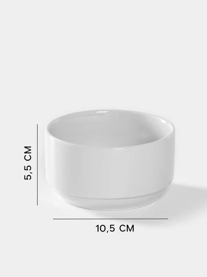 Бульонница Добрушский завод «Бельё», 300 мл, d=10.5 см, фарфор, белая