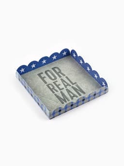 Коробка для печенья, кондитерская упаковка с пластиковой крышкой, For real man, 18×18×3 см