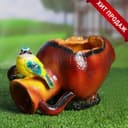 Фигурное кашпо для цветов «Синичка на кувшине», 1.6 л, 25×16×15 см, гипс