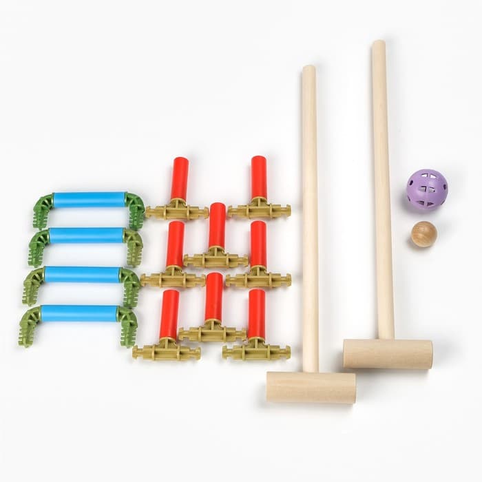 Набор игровой «Крокет. Четыре калитки», 2 молотка 65 см, 2 шарика, ворота 4 штуки, клин 8 шт.