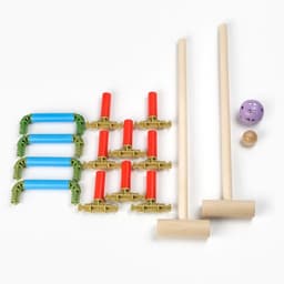 Набор игровой «Крокет. Четыре калитки», 2 молотка 65 см, 2 шарика, ворота 4 штуки, клин 8 шт.