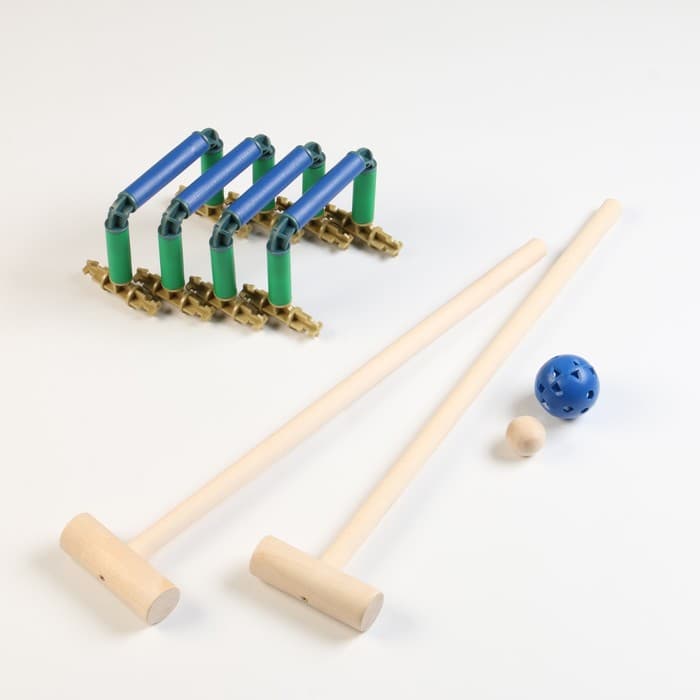 Набор игровой «Крокет. Четыре калитки», 2 молотка 65 см, 2 шарика, ворота 4 штуки, клин 8 шт.