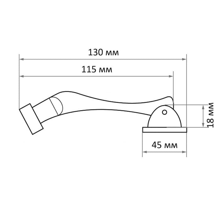 Фиксатор дверной «АЛЛЮР» КН-130 WW, «козья ножка», белый
