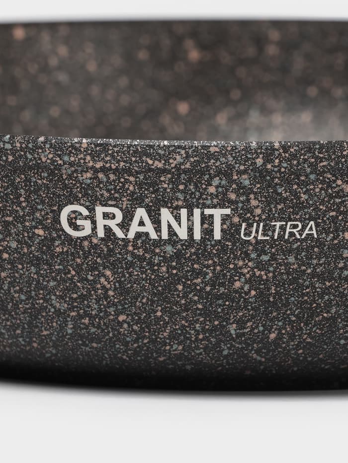 Сковорода KUKMARA Granit Ultra original, d=28 см, пластиковая ручка, антипригарное покрытие, литой алюминий, коричневая