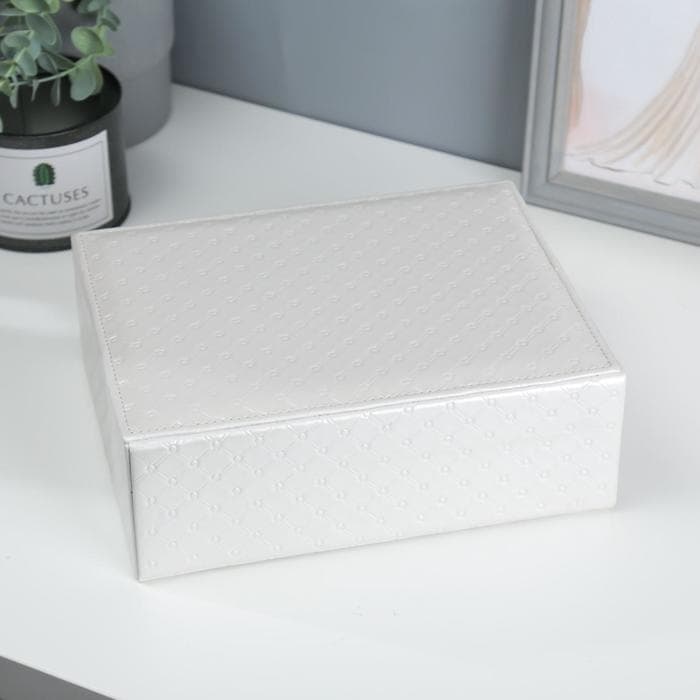 Шкатулка для украшений «Стёганная», кожзам, белоснежная 8.5×23.5×19 см