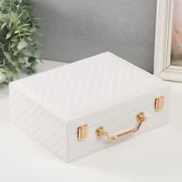 Шкатулка для украшений «Стёганная», кожзам, белоснежная 8.5×23.5×19 см