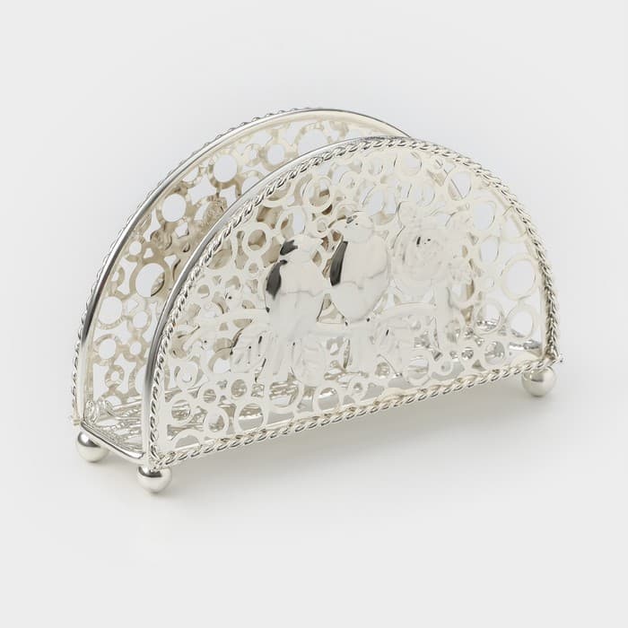 Салфетница декоративная «Птицы», 14×4.5×8.5 см, серебристая