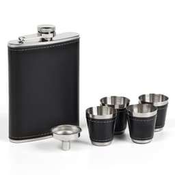 Набор подарочный «Шахматы и фляжка» 7 в 1, металл и искусственная кожа