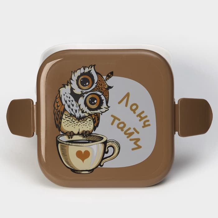 Ланч - бокс в школу IDEA «Совы», 2 отделения, 800 мл, 12.5×13×8.5 см, пластик, коричневый