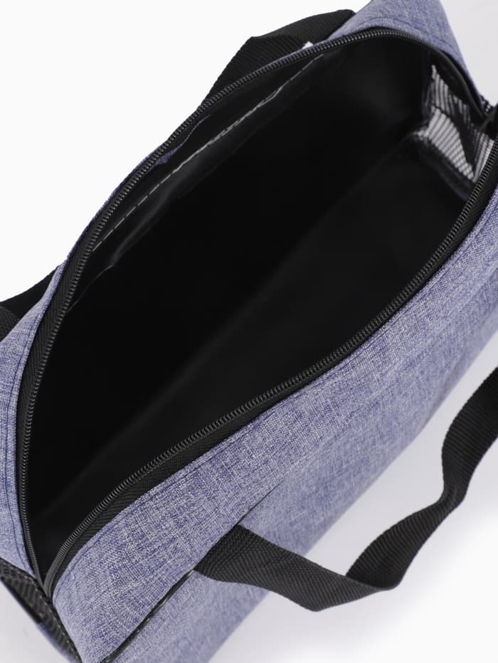 Косметичка-сумка на молнии, большая, с ручками, сеткой, синяя