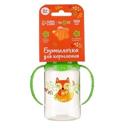Бутылочка для кормления M&B «Лисичка Соня», классическое горло, с ручками, от 0 мес., 150 мл, зелёный